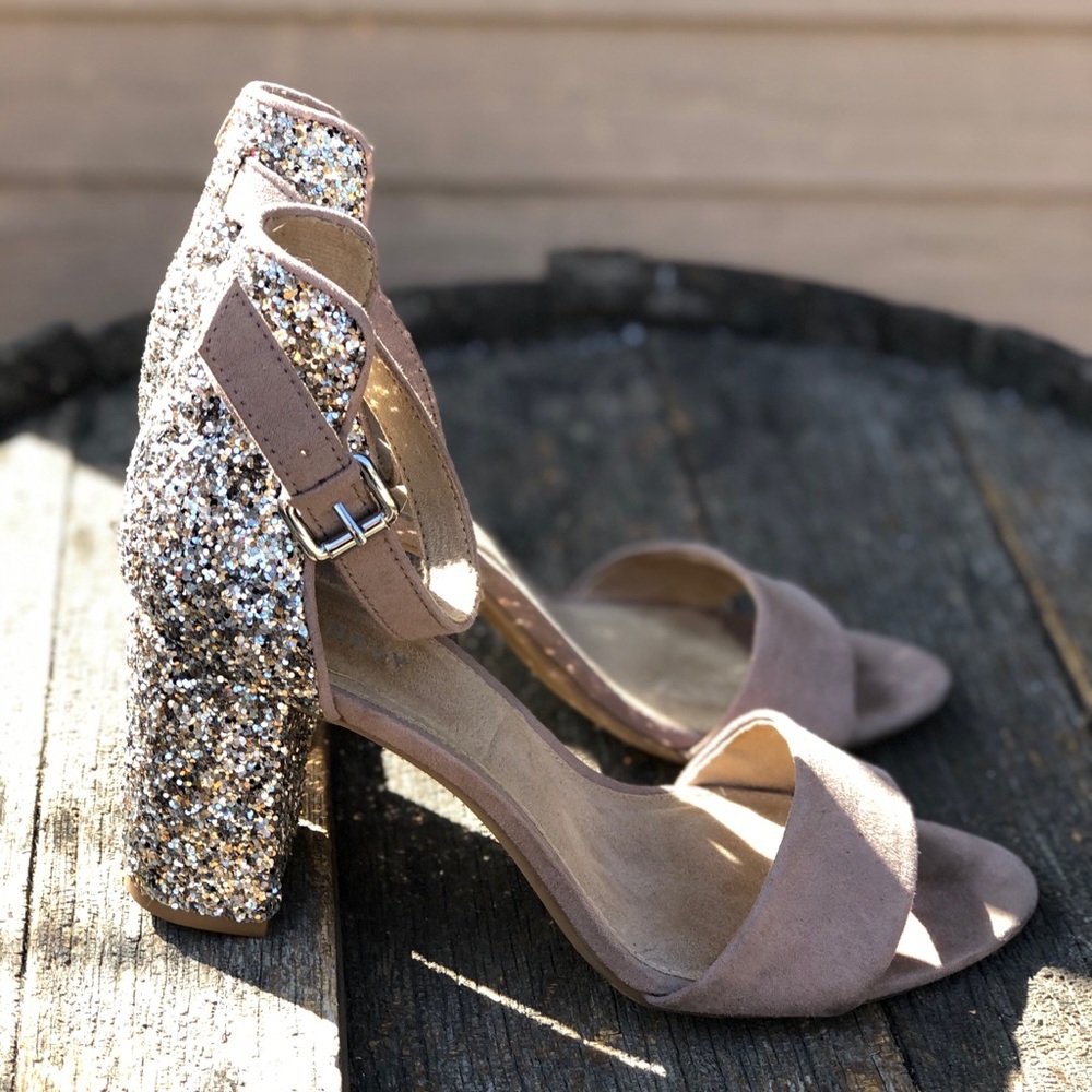 Sparkling block heels